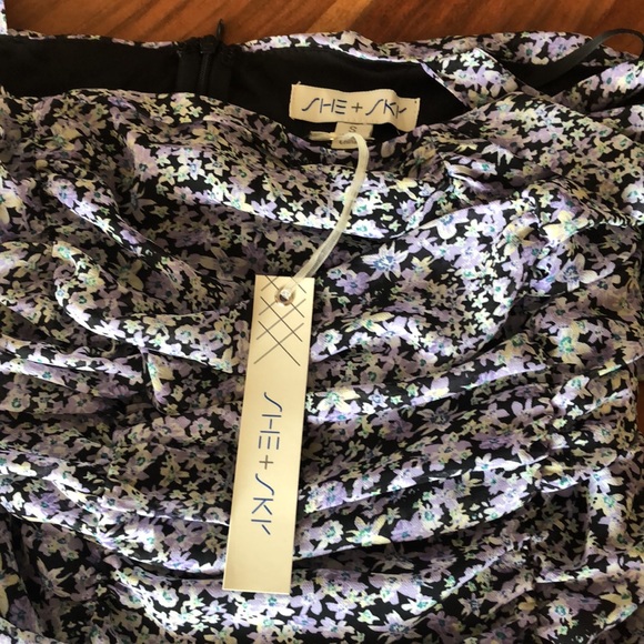 Ruched Floral Tie Strap Dress- NWT - Picture 4 of 5